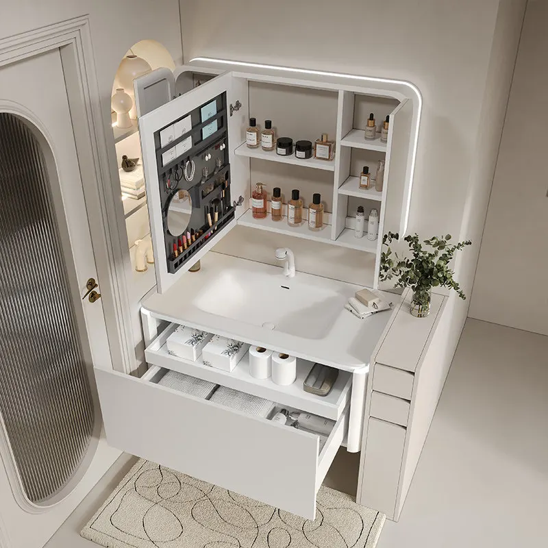 Oak bathroom cabinet combination, ceramic integrated basin washstand, bathroom cabinet
Oak bathroom cabinet combination, ceramic integrated basin washstand, bathroom cabinet