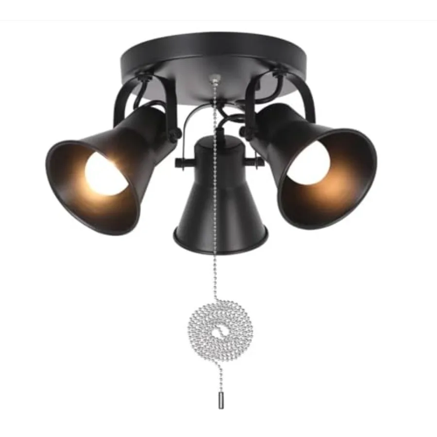 3-Light Industrial Track Lighting with Pull Chain On/Off Switch Adjustable Round Kitchen Ceiling Light Morden Black Flush Mount
3-Light Industrial Track Lighting with Pull Chain On/Off Switch Adjustable Round Kitchen Ceiling Light Morden Black Flush Mount