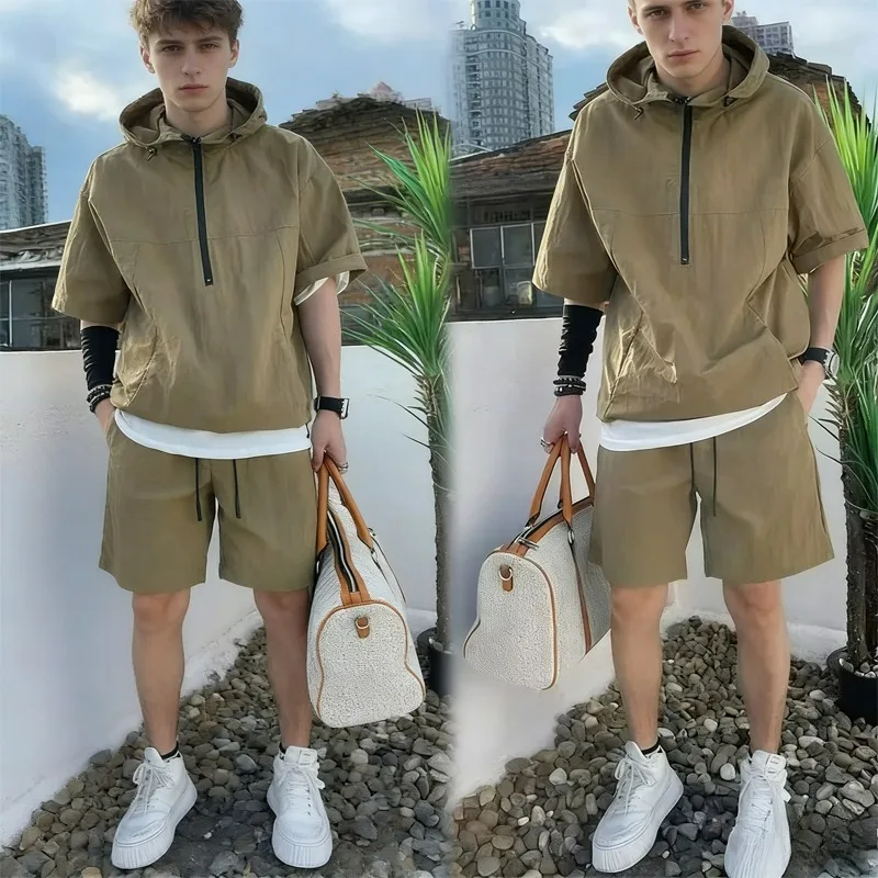 Men's Summer Cargo Style Set Casual Hooded T-shirt Shorts Loose Fashion High Quality Handsome Solid Short Sleeve Sweatshirt Suit
Men's Summer Cargo Style Set Casual Hooded T-shirt Shorts Loose Fashion High Quality Handsome Solid Short Sleeve Sweatshirt Suit