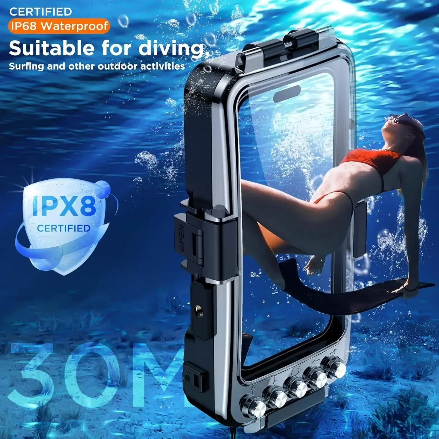 Underwater Waterproof Case For iPhone 14 15 16 Pro Max 13 IPX8 30M Bluetooth Diving Cover For Samsung S25 S24 Ultra S23 S22 S21
Underwater Waterproof Case For iPhone 14 15 16 Pro Max 13 IPX8 30M Bluetooth Diving Cover For Samsung S25 S24 Ultra S23 S22 S21