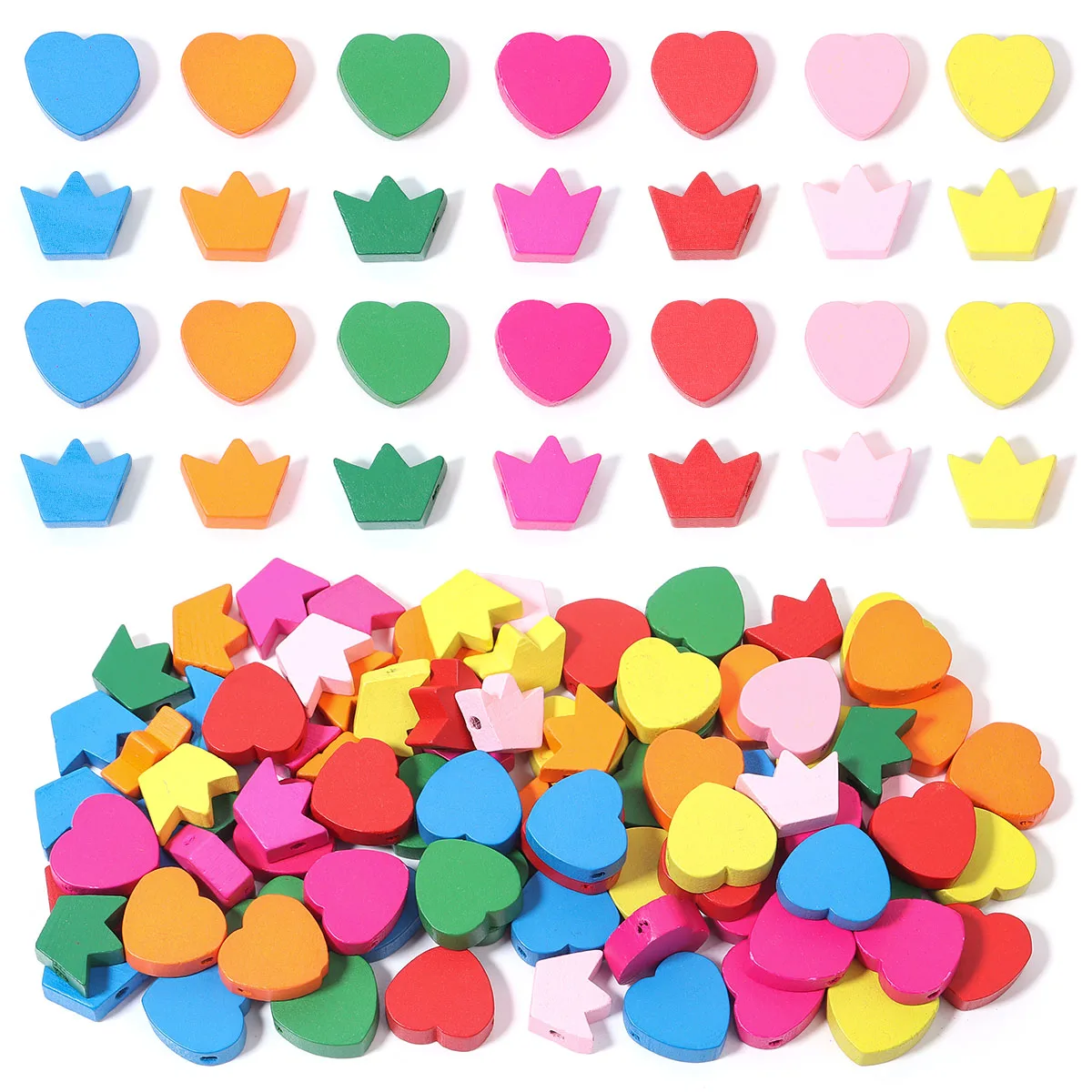 50 шт./лот, разноцветные Короны, персиковое сердце, деревянные бусины, свободные бусины-разделители для изготовления ювелирных изделий, браслет, ожерелье, аксессуары 
50 шт./лот, разноцветные Короны, персиковое сердце, деревянные бусины, свободные бусины-разделители для изготовления ювелирных изделий, браслет, ожерелье, аксессуары