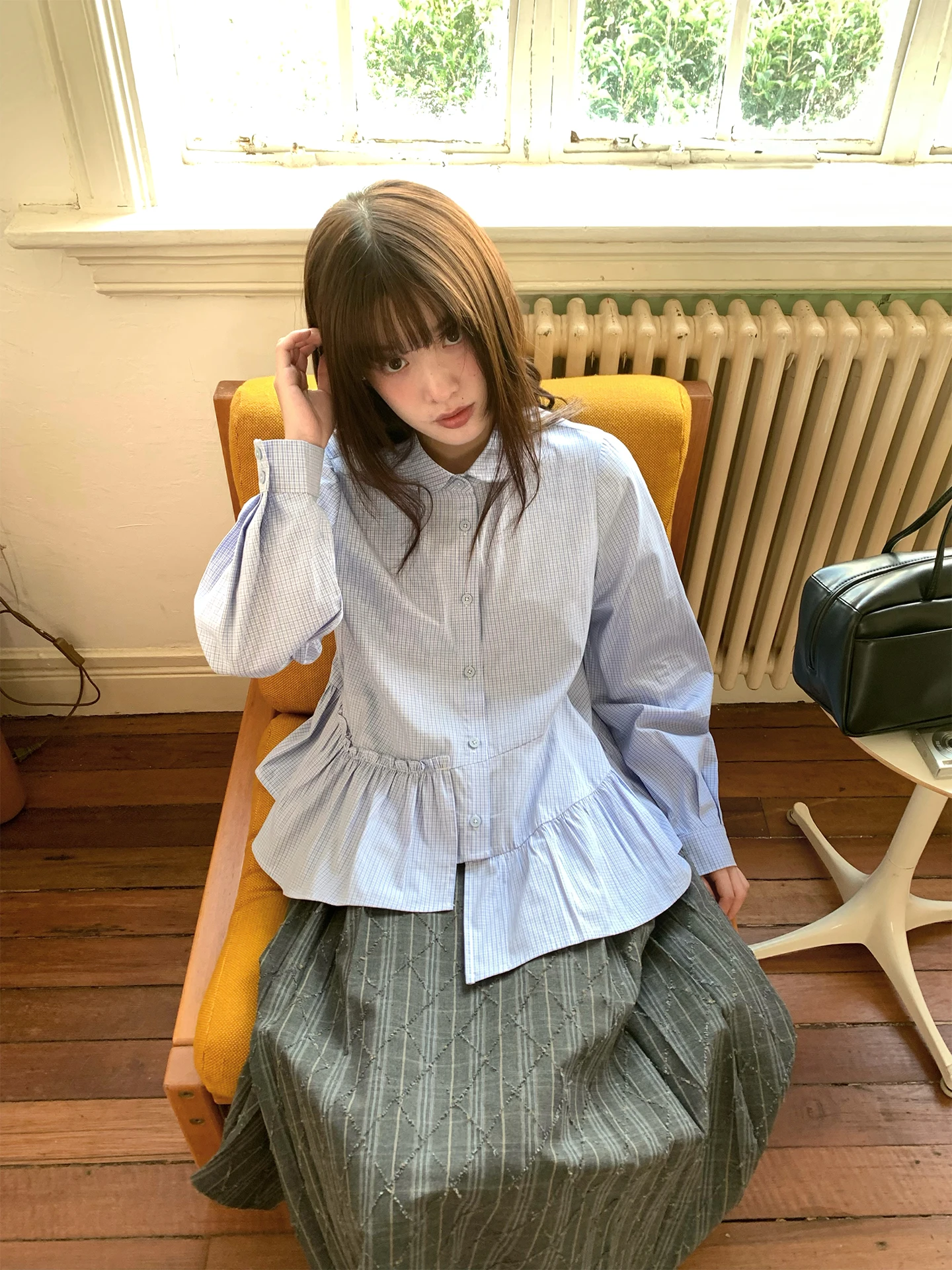 Blue Plaid Long Sve Doll Collar Women's irt Inner Wear Layering Top Asymmetrical Sweet Sle Loose Fit Skin-friendly
Blue Plaid Long Sve Doll Collar Women's irt Inner Wear Layering Top Asymmetrical Sweet Sle Loose Fit Skin-friendly