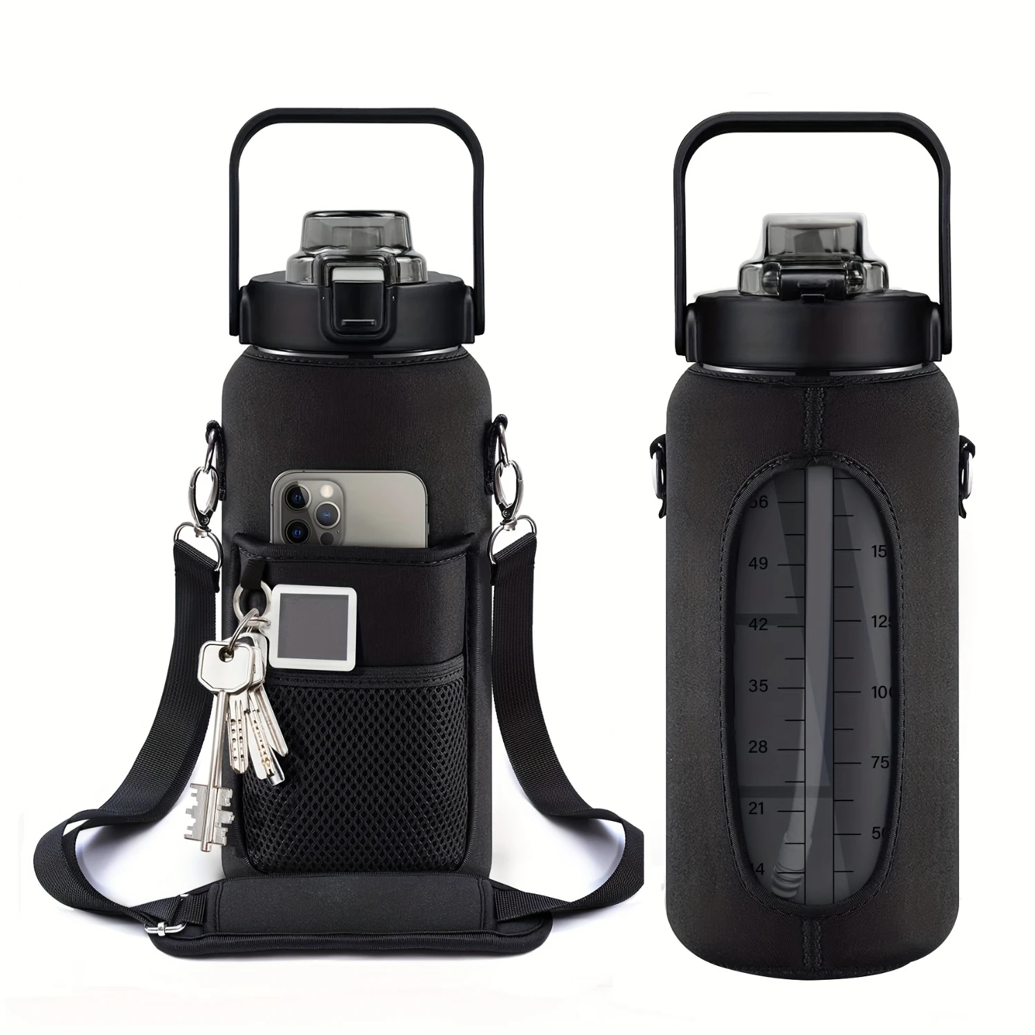 Half Gallon Water Bottle With Sleeve, 64oz 2000ML Motivational Water Bottle With Straw & Time Marker
Half Gallon Water Bottle With Sleeve, 64oz 2000ML Motivational Water Bottle With Straw & Time Marker