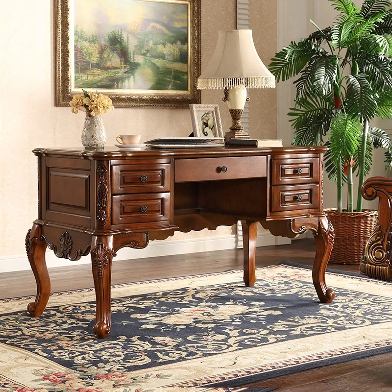 LXSolid wood office home computer desk retro old writing desk European style study tableSSS
LXSolid wood office home computer desk retro old writing desk European style study tableSSS