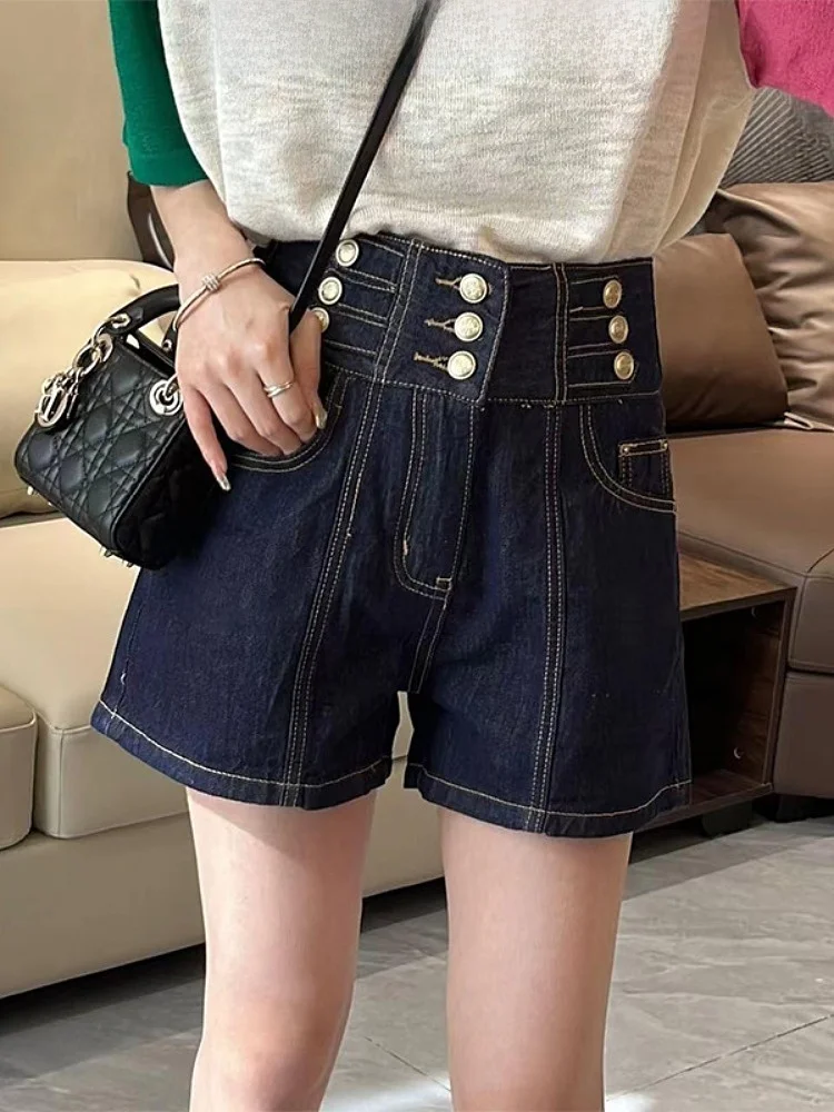 Summer Thin High Waist Wide Leg Jeans Shorts Women's Loose Fit A-Line Pants Three Rows of Buttons Slimming for Pear Shaped Body
Summer Thin High Waist Wide Leg Jeans Shorts Women's Loose Fit A-Line Pants Three Rows of Buttons Slimming for Pear Shaped Body