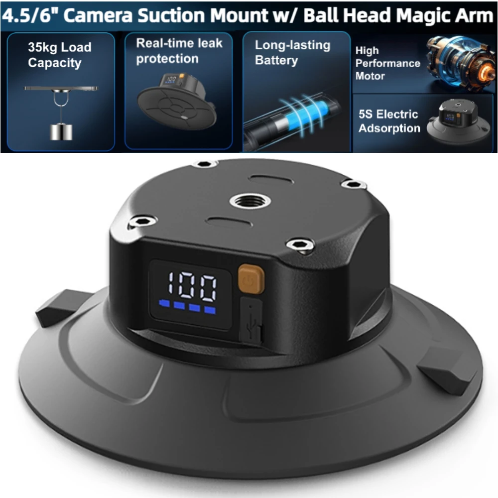 4.5 / 6 Inch Car Electric Suction Cup Mount with Ball Head Magic Arm Shake-Stabilizing Extension Base For Camera Phone
4.5 / 6 Inch Car Electric Suction Cup Mount with Ball Head Magic Arm Shake-Stabilizing Extension Base For Camera Phone