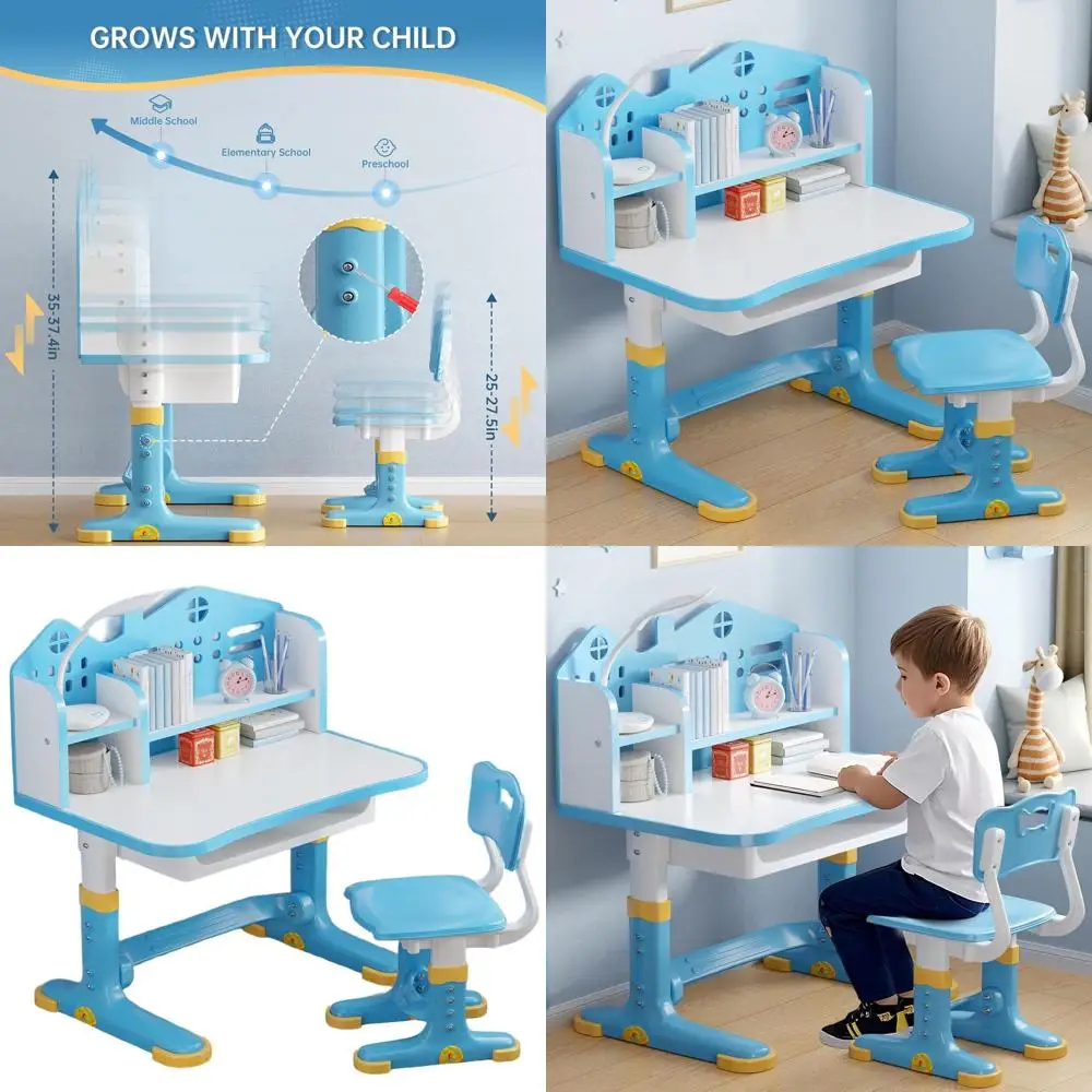 Детский стол и стул с регулируемой высотой, подставкой для книг, хранилищем и более широкой поверхностью для письма для учебы
Детский стол и стул с регулируемой высотой, подставкой для книг, хранилищем и более широкой поверхностью для письма для учебы