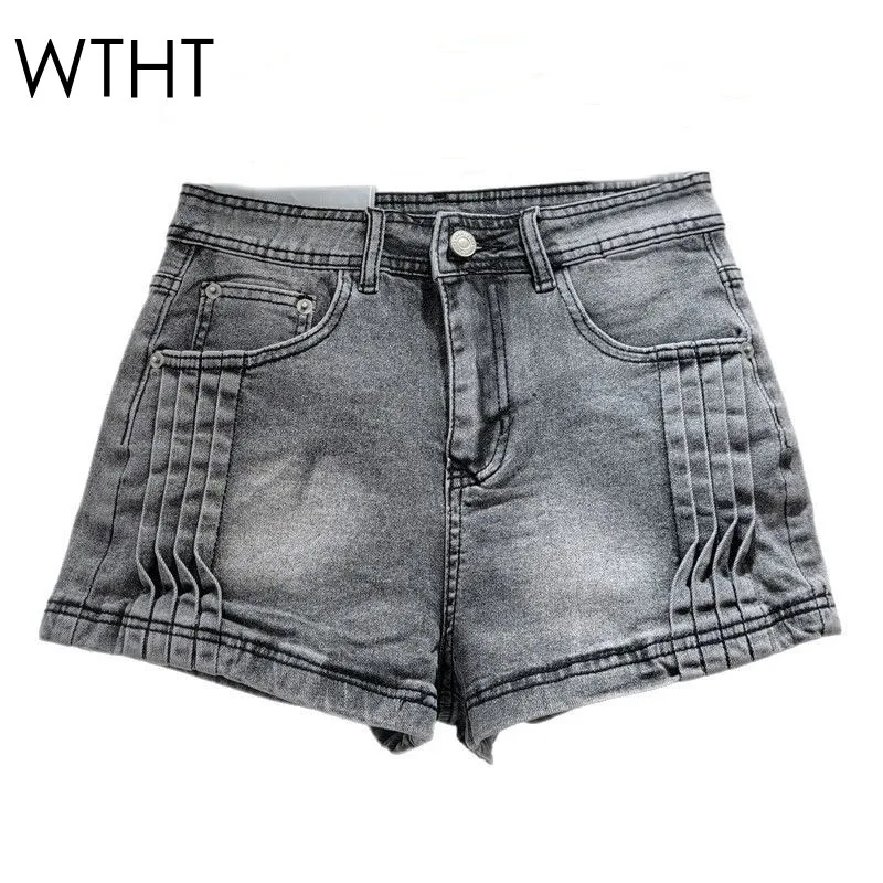 WTHT Fashion Women's Spliced Pleated Design High-waisted Denim Shorts 2025 Summer Wash Hip-wrapping Short Pants Female 1LS1619
WTHT Fashion Women's Spliced Pleated Design High-waisted Denim Shorts 2025 Summer Wash Hip-wrapping Short Pants Female 1LS1619
