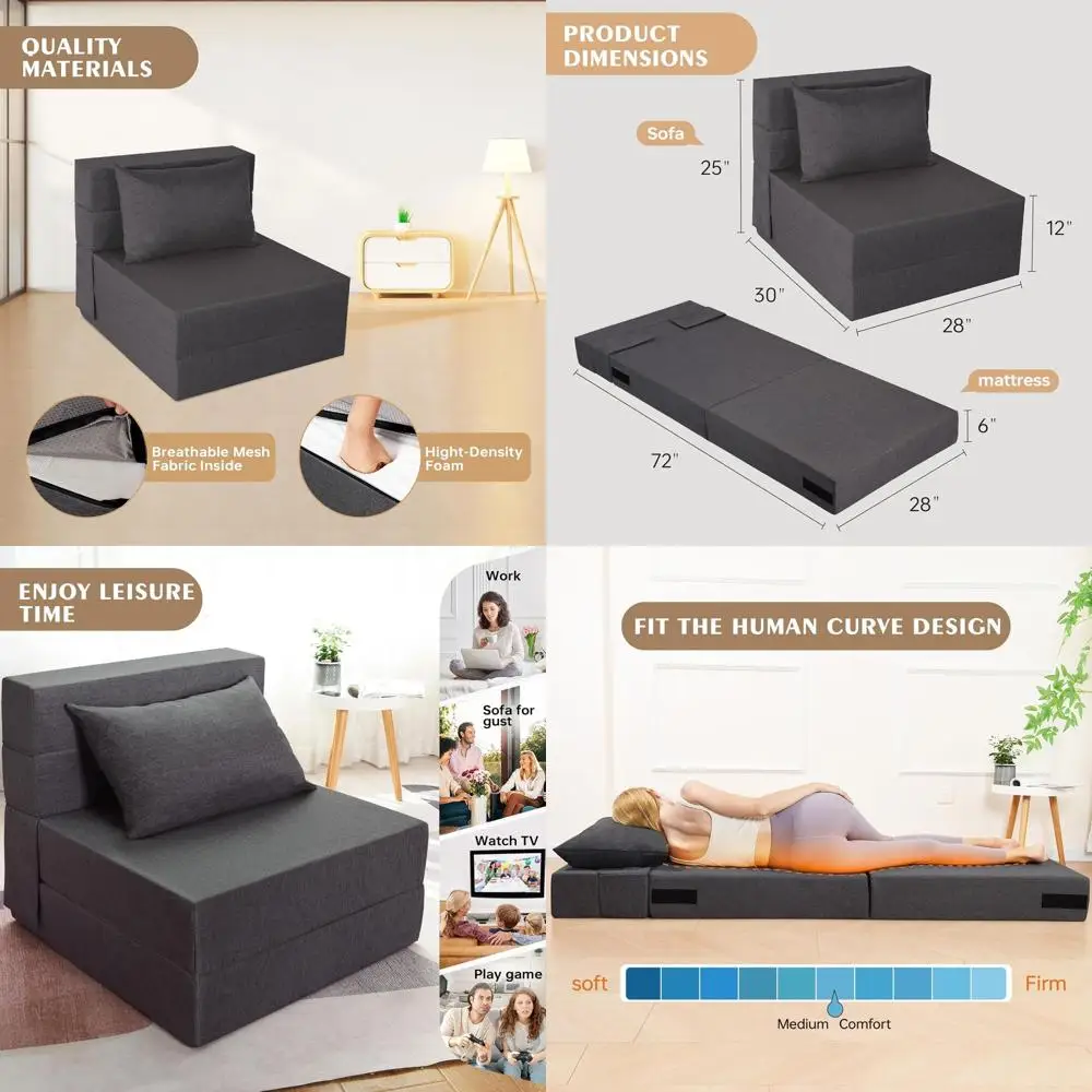 Grey Washable Cover Sleeper Chair Converts to Sofa Bed for Dorms and Living Rooms
Grey Washable Cover Sleeper Chair Converts to Sofa Bed for Dorms and Living Rooms
