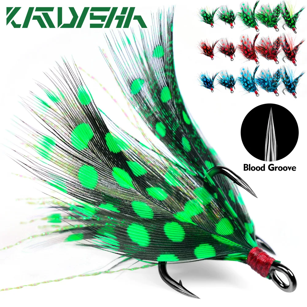 KATYUSHA Sharp Treble Hooks 20Pc High Carbon Steel Hook Feather Jig Fishing Hook Barbed Fishing Hook for Carp Bass Pesca Fishing
KATYUSHA Sharp Treble Hooks 20Pc High Carbon Steel Hook Feather Jig Fishing Hook Barbed Fishing Hook for Carp Bass Pesca Fishing