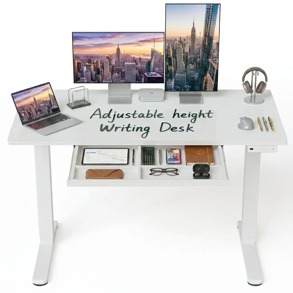 Adjustable Height Glass Top Standing Desk With Drawer Electric Sit Stand Workstation White
Adjustable Height Glass Top Standing Desk With Drawer Electric Sit Stand Workstation White