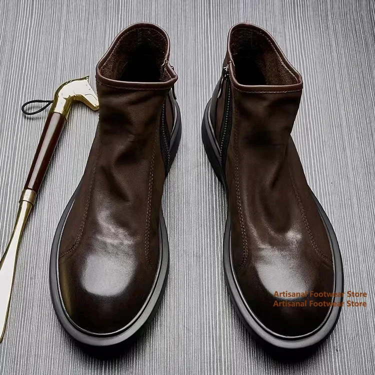 High Top Brown Leather Men's Boots British Style Autumn Side Zipper Soft Leather Genuine Leather Round Toe Cowhide Chelsea Boots
High Top Brown Leather Men's Boots British Style Autumn Side Zipper Soft Leather Genuine Leather Round Toe Cowhide Chelsea Boots