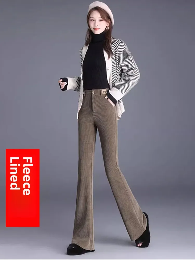 Women's High Waist Thiened Fce Corduroy Pants Autumn Winter Casual Flared Pants Slimming Effect Comfortable Fit Trousers
Women's High Waist Thiened Fce Corduroy Pants Autumn Winter Casual Flared Pants Slimming Effect Comfortable Fit Trousers