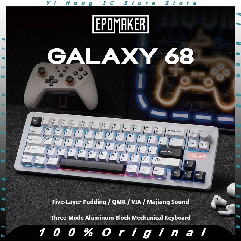 EPOMAKER Galaxy68 Wireless Mechanical Keyboard Kit Three Mode Gasket Wireless QMK VIA Hot Swap Keyboards Aluminum Alloy For PC
EPOMAKER Galaxy68 Wireless Mechanical Keyboard Kit Three Mode Gasket Wireless QMK VIA Hot Swap Keyboards Aluminum Alloy For PC