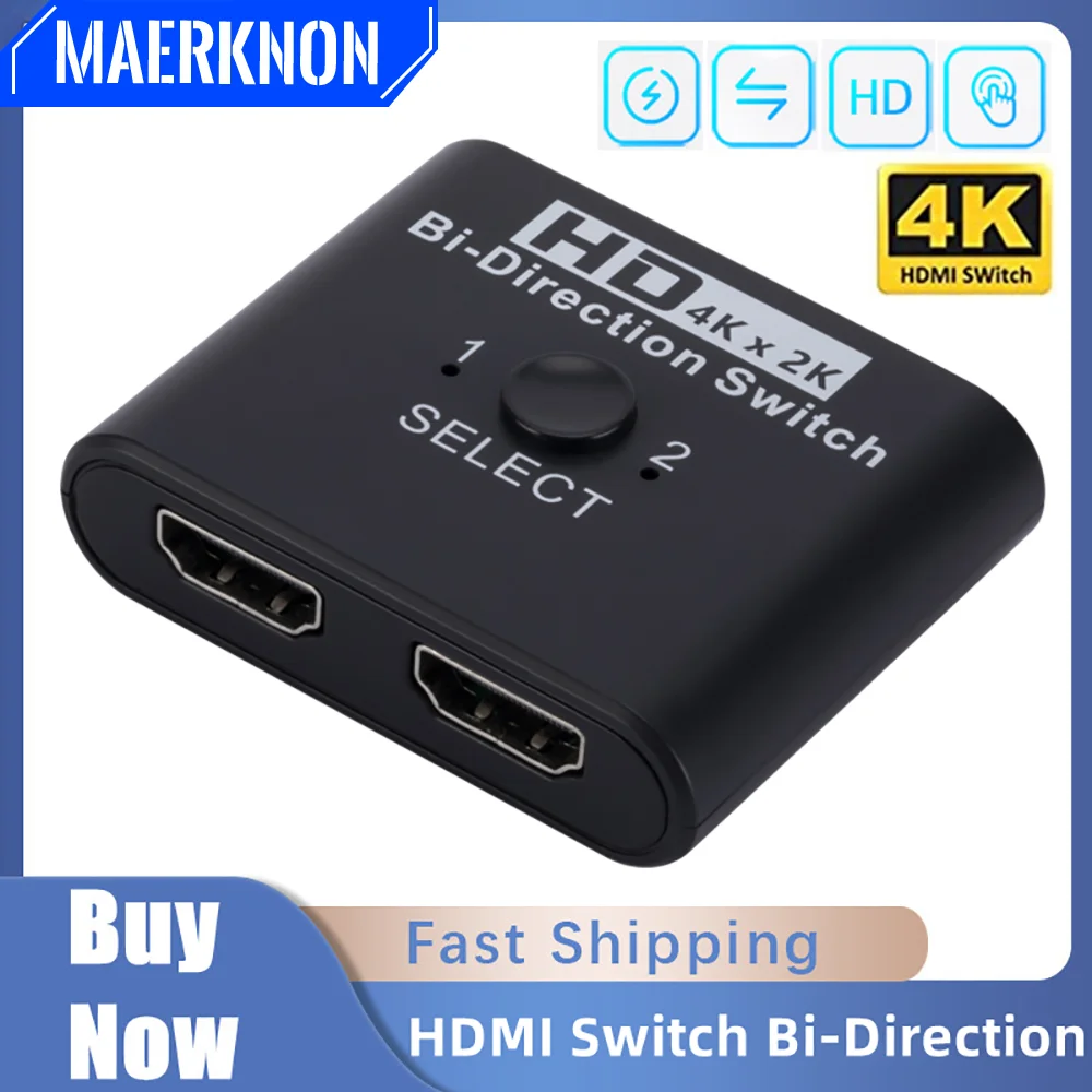 4K*2K HDMI2.0 Compatible Switch Bi-Direction 2Ports HDMI Splitter Switch 2in 1Out/1in 2Out For Laptop Monitor Projector Adapter
4K*2K HDMI2.0 Compatible Switch Bi-Direction 2Ports HDMI Splitter Switch 2in 1Out/1in 2Out For Laptop Monitor Projector Adapter
