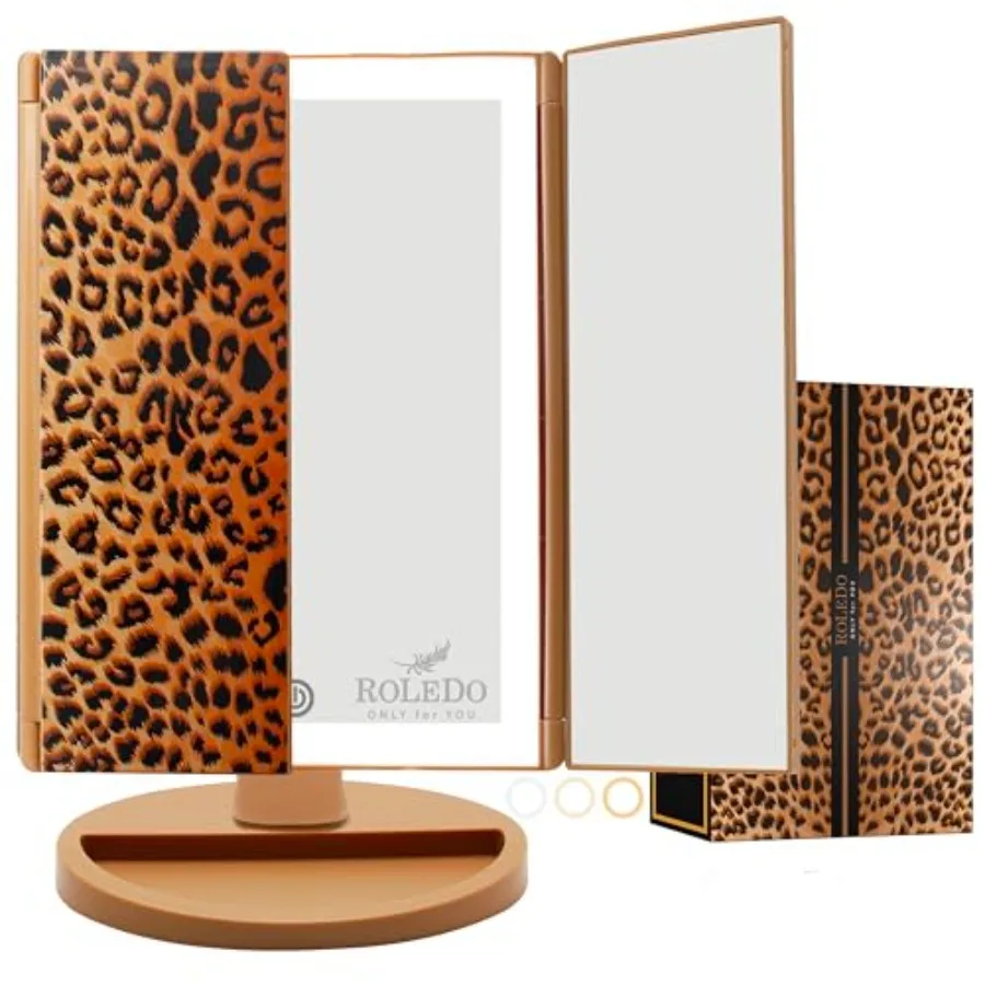 RoLeDo Lighted Makeup Mirror with Magnification 1X 2X 3X, Trifold Vanity Mirror with Lights, 72 LED Mirror, Touch Screen, 3 Col
RoLeDo Lighted Makeup Mirror with Magnification 1X 2X 3X, Trifold Vanity Mirror with Lights, 72 LED Mirror, Touch Screen, 3 Col