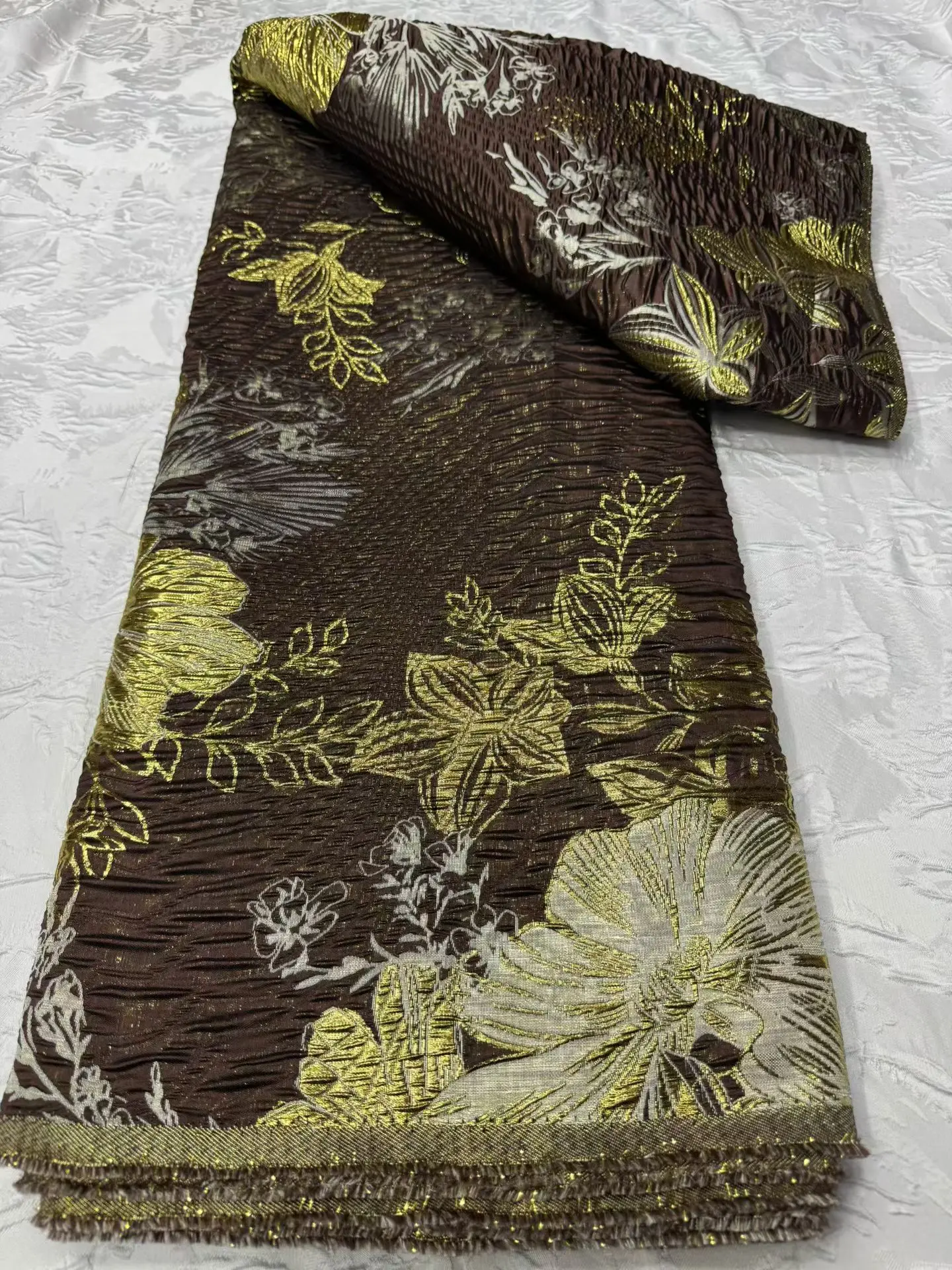 African Brocade Jacquard Lace Fabrics 5Yards 2026 High Quality French Gilded Lace for Women Wedding Party Dresses HCW6405
African Brocade Jacquard Lace Fabrics 5Yards 2026 High Quality French Gilded Lace for Women Wedding Party Dresses HCW6405