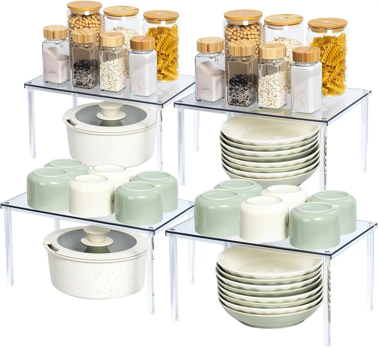 Acrylic Cabinet Organizer, Set of 4 Stackable Spice Rack for Kitchen Pantry Storage and Organization
Acrylic Cabinet Organizer, Set of 4 Stackable Spice Rack for Kitchen Pantry Storage and Organization