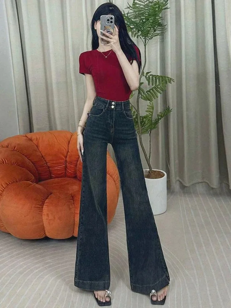 Женские джинсы с высокой талией и широкими штанинами, осенняя новинка, эластичные, универсальные, свободные, прямые, длинные, стройнящие, модные
Женские джинсы с высокой талией и широкими штанинами, осенняя новинка, эластичные, универсальные, свободные, прямые, длинные, стройнящие, модные