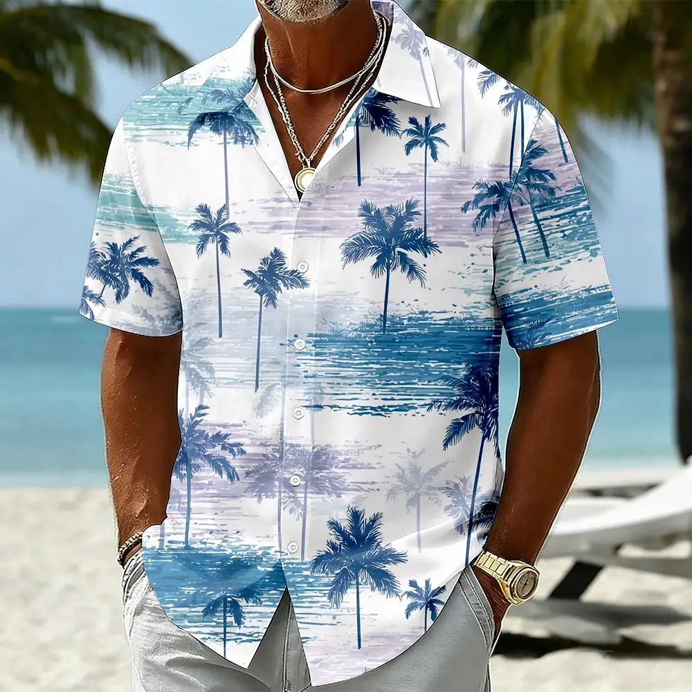 Men's Spring Summer Casual Shirt, Blue & White Coconut Tree Print Tops for Daily Street Holiday Beach Dating & Leisure Outfit
Men's Spring Summer Casual Shirt, Blue & White Coconut Tree Print Tops for Daily Street Holiday Beach Dating & Leisure Outfit