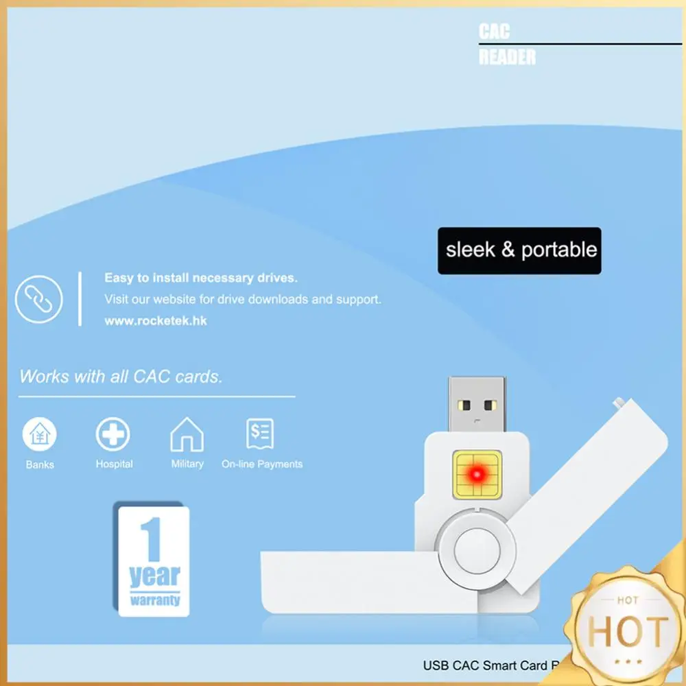 Portable Smart Card Reader USB Common Access CAC ATM Card Visa Reader for Digital Certificate Security
Portable Smart Card Reader USB Common Access CAC ATM Card Visa Reader for Digital Certificate Security