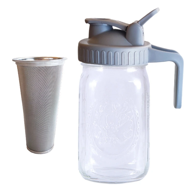 Cold Brew Coffee Maker Pitcher 32 Oz Thick Glass Jar Spout Lid With Handle & Stainless Steel Filter For Iced Brew Coffee
Cold Brew Coffee Maker Pitcher 32 Oz Thick Glass Jar Spout Lid With Handle & Stainless Steel Filter For Iced Brew Coffee