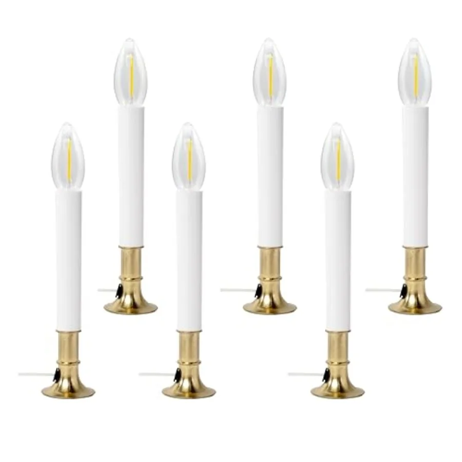 ® Pack of 6 Electric Window Candle with On/Off Switch, Light Bulb, Brass Plated Base, Ready to Use
® Pack of 6 Electric Window Candle with On/Off Switch, Light Bulb, Brass Plated Base, Ready to Use