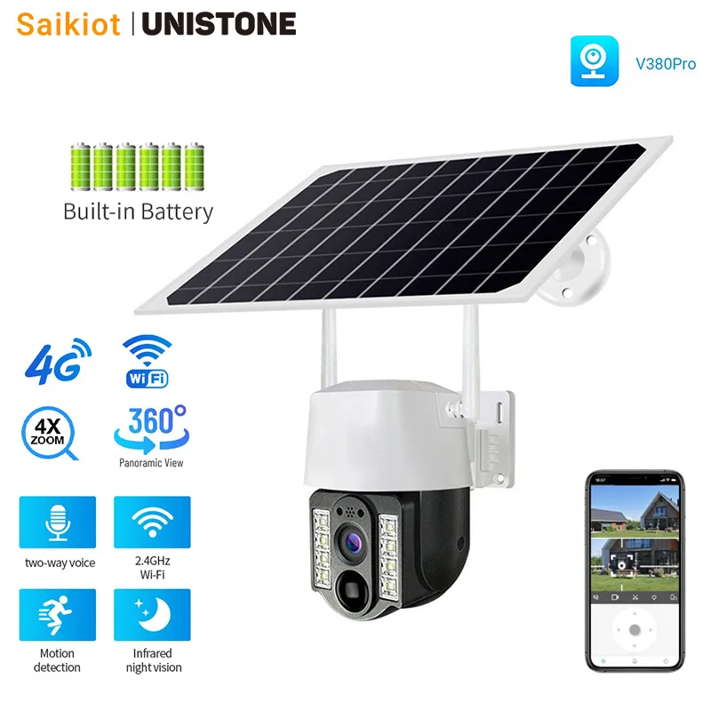 Saikiot V380 Pro 4G WIFI Solar Powered Camera Home Security WIFI Solar Camera Rechargeable Outdoor Waterproof V380 Solar Camera
Saikiot V380 Pro 4G WIFI Solar Powered Camera Home Security WIFI Solar Camera Rechargeable Outdoor Waterproof V380 Solar Camera