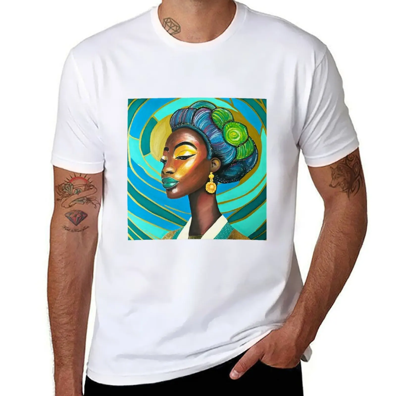 Modern Art, Africa, Woman's Head, Oil Pastel, Acrylic, Artist: ROSSI, Art Deco T-Shirt
Modern Art, Africa, Woman's Head, Oil Pastel, Acrylic, Artist: ROSSI, Art Deco T-Shirt
