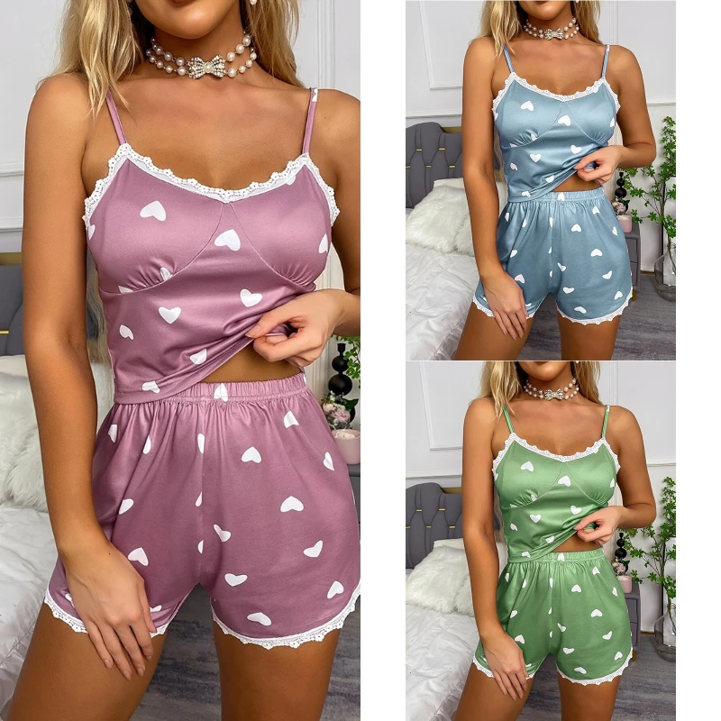 Women's Pajamas Two Sets Of Europe And The United States Sexy Charm Of The New Summer Lace Garter Shorts Printed Home Wear Suit
Women's Pajamas Two Sets Of Europe And The United States Sexy Charm Of The New Summer Lace Garter Shorts Printed Home Wear Suit