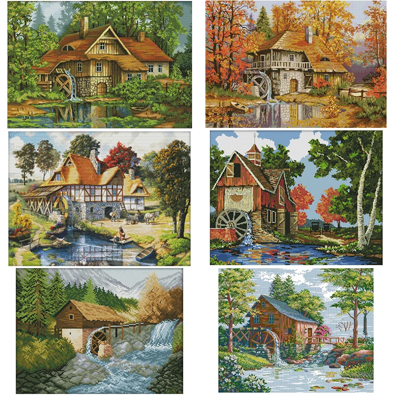 Mill Scenery Pattern Series Counted Printed Cross Stitch Kits Aida 14CT 16CT 11CT White Canvas Fabric Handmade Embroidery Crafts
Mill Scenery Pattern Series Counted Printed Cross Stitch Kits Aida 14CT 16CT 11CT White Canvas Fabric Handmade Embroidery Crafts