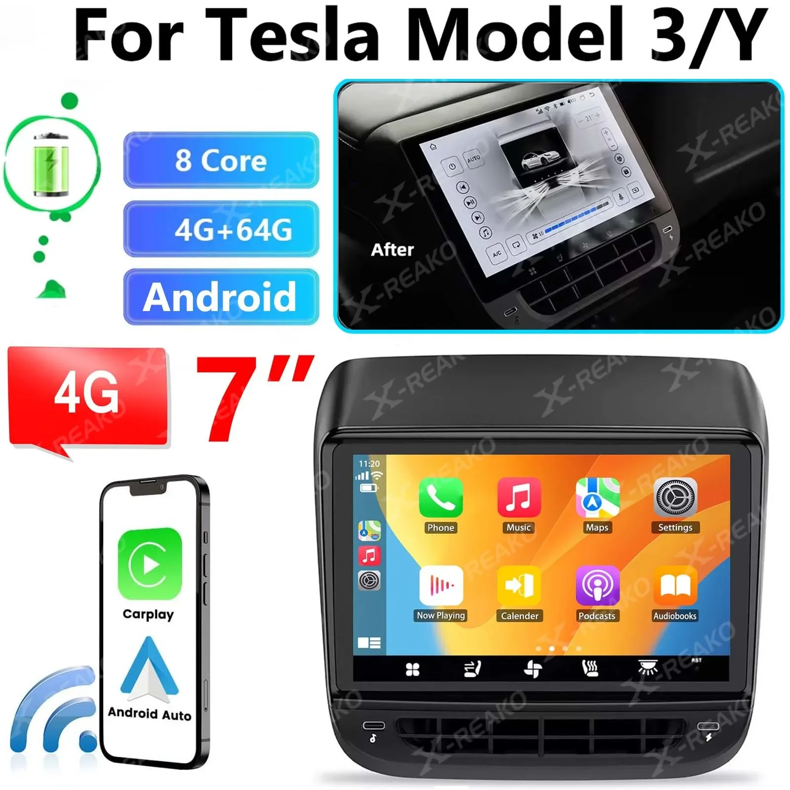 7" smart screen Car-play Android Auto Android 14 Car Radio For Tesla Model 3 Y Rear Seat Multimedia Display Conditioner Control
7" smart screen Car-play Android Auto Android 14 Car Radio For Tesla Model 3 Y Rear Seat Multimedia Display Conditioner Control