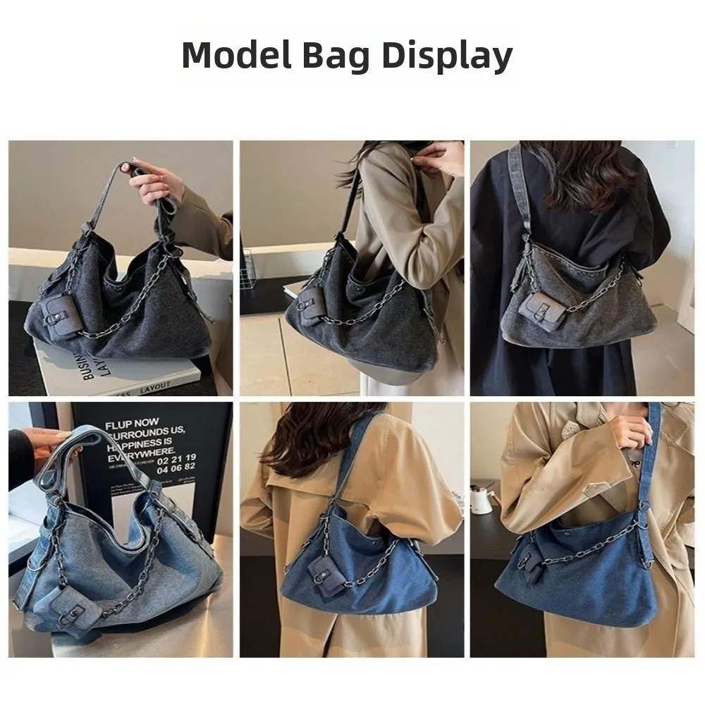 Fashion With Small Bag Denim Shoulder Bag Large Capacity Retro Handheld Tote Bag Korean Style Versatile Satchel Bag Travel
Fashion With Small Bag Denim Shoulder Bag Large Capacity Retro Handheld Tote Bag Korean Style Versatile Satchel Bag Travel