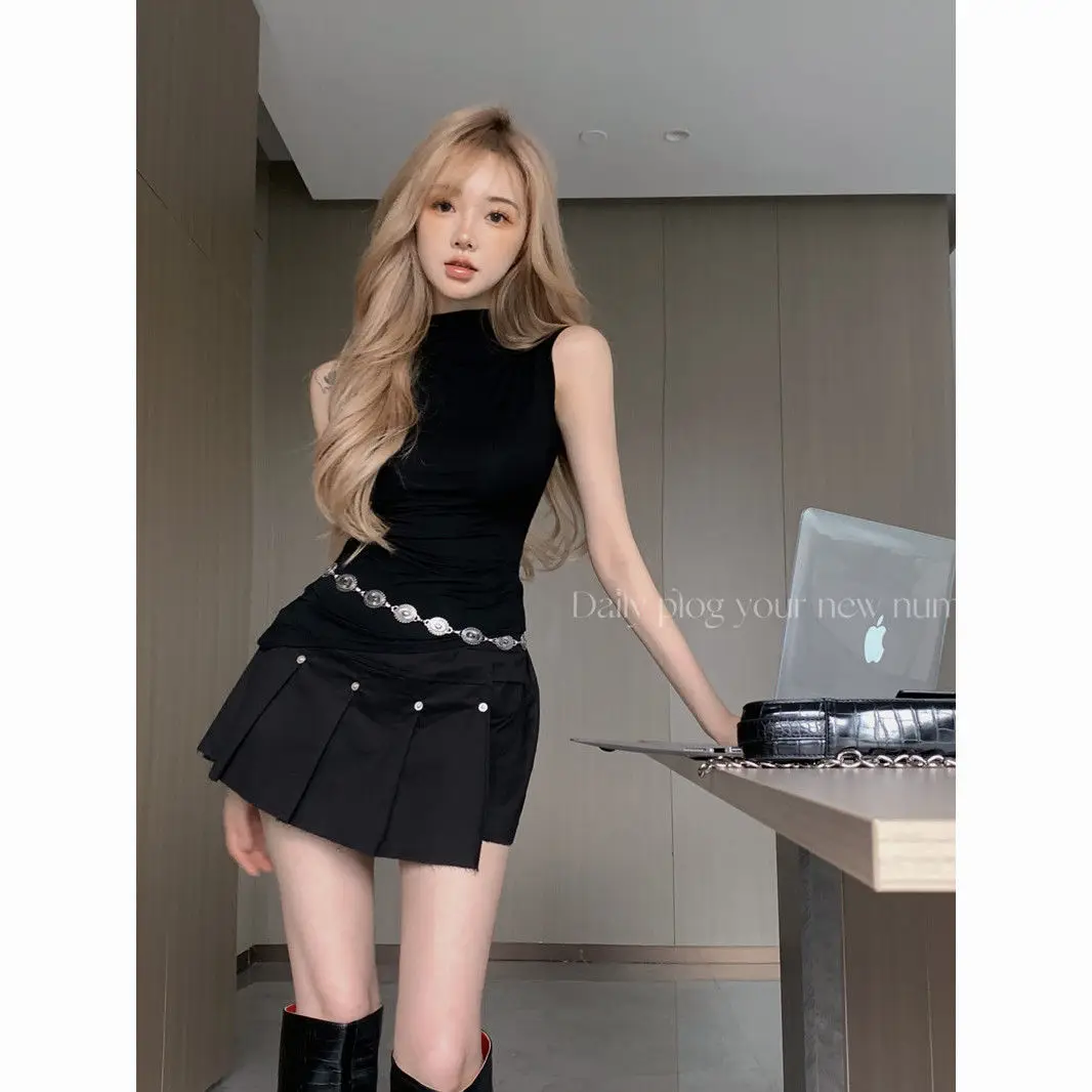 Womens Two Peice Sets Summer Hot Girl Style High-end Designed Niche Temperature Pleated Vest+irregular Ultra-short Pleated Skirt
Womens Two Peice Sets Summer Hot Girl Style High-end Designed Niche Temperature Pleated Vest+irregular Ultra-short Pleated Skirt