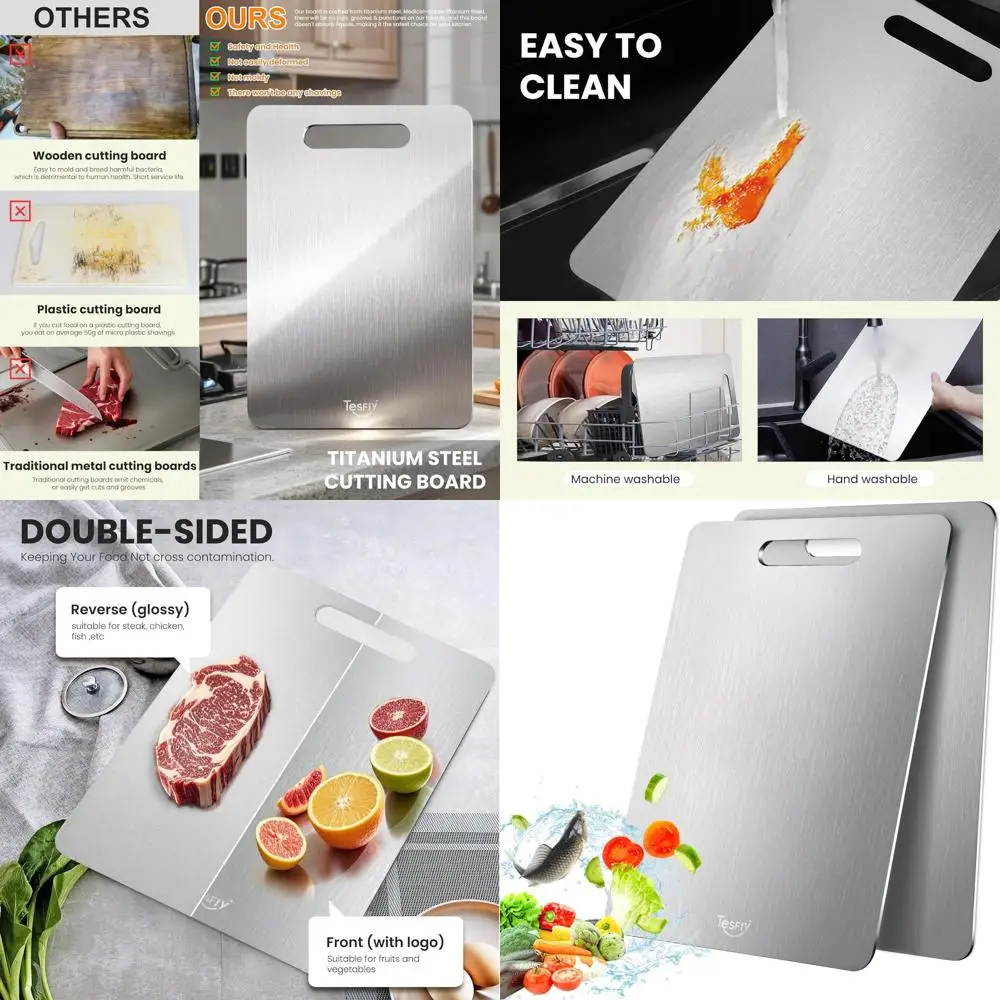 Pure Titanium Double-Sided Cutting Boards - 100% Titanium, 18x12, Ideal for Kitchen Prep of Meats, Fruits, and Veggies
Pure Titanium Double-Sided Cutting Boards - 100% Titanium, 18x12, Ideal for Kitchen Prep of Meats, Fruits, and Veggies