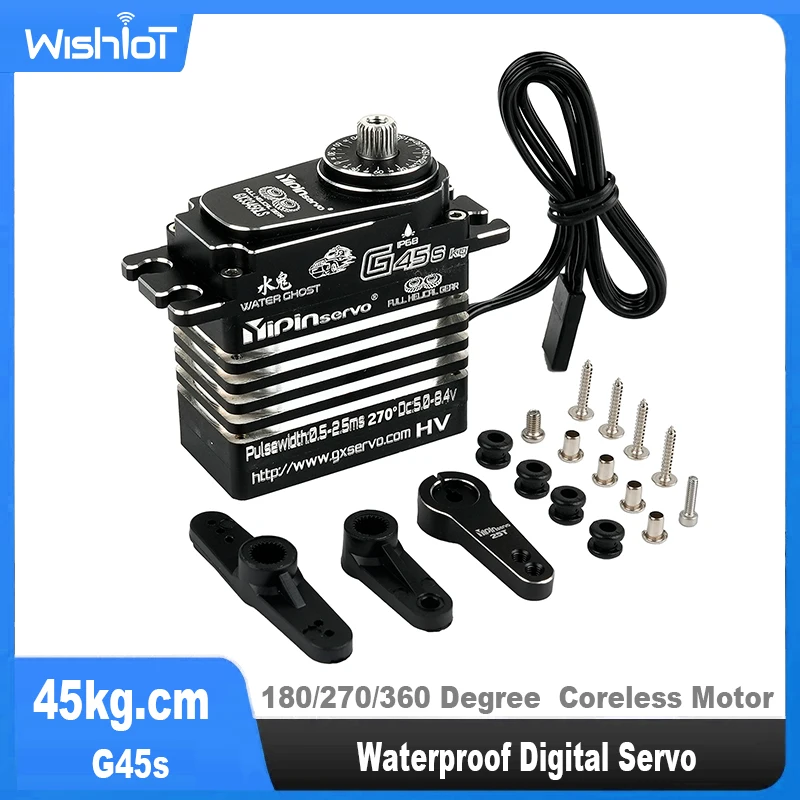 45KG Digital Servo RC Coreless Motor Waterproof IP68 180/270/360 Degree High Torque RC Model Car Industrial Grade Robotic Servo
45KG Digital Servo RC Coreless Motor Waterproof IP68 180/270/360 Degree High Torque RC Model Car Industrial Grade Robotic Servo