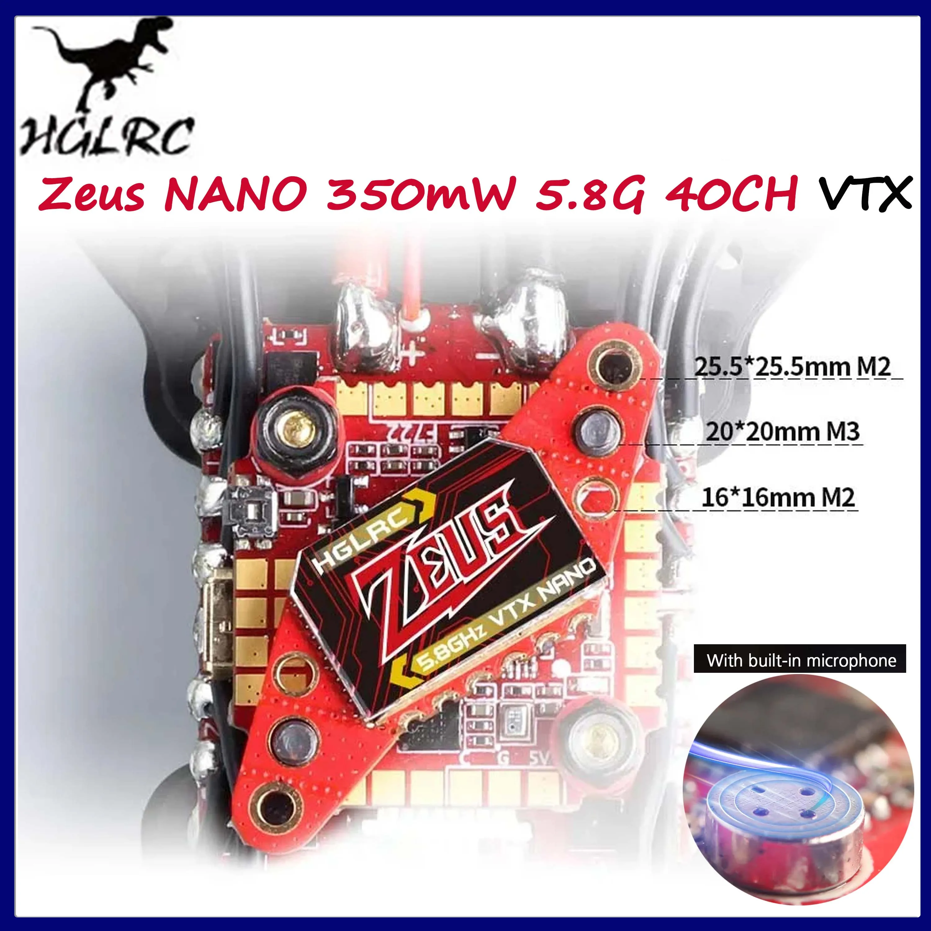 HGLRC Zeus NANO VTX 350 МВт FPV 5,8G 40CH Встроенный микрофон 16/20/25,5 мм Отверстие для RC FPV Racing Freestyle Дрон-передатчик
HGLRC Zeus NANO VTX 350 МВт FPV 5,8G 40CH Встроенный микрофон 16/20/25,5 мм Отверстие для RC FPV Racing Freestyle Дрон-передатчик