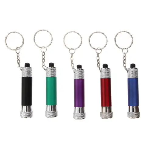 5Pcs Flashlight LED Key Ring Portable Keychains Creative Key Holder Small Gift for Men Women Red Purple Green Blue Black
