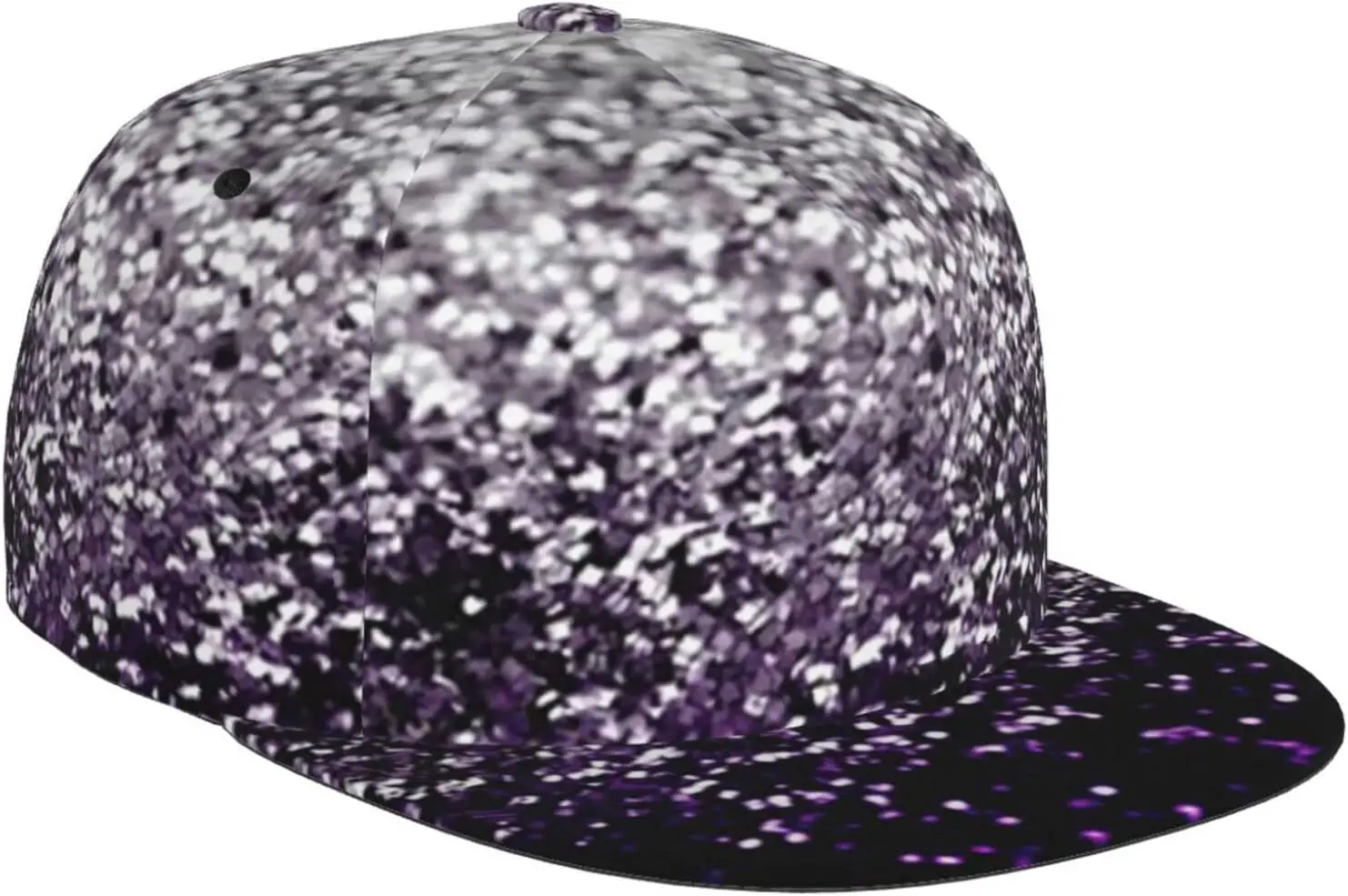 Purple Black Silver Glitter Pattern Flat Bill Hat, Unisex Snapback Baseball Cap Hip Hop Style Flat Visor Blank Adjustable
Purple Black Silver Glitter Pattern Flat Bill Hat, Unisex Snapback Baseball Cap Hip Hop Style Flat Visor Blank Adjustable