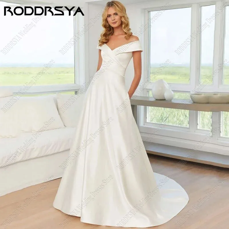 RODDRSYA Elegant A-line Satin Wedding Dresses Simple Off Shoulder Suknia ślubna Insertable Pocket Sexy V-Neck Bridal Party
RODDRSYA Elegant A-line Satin Wedding Dresses Simple Off Shoulder Suknia ślubna Insertable Pocket Sexy V-Neck Bridal Party