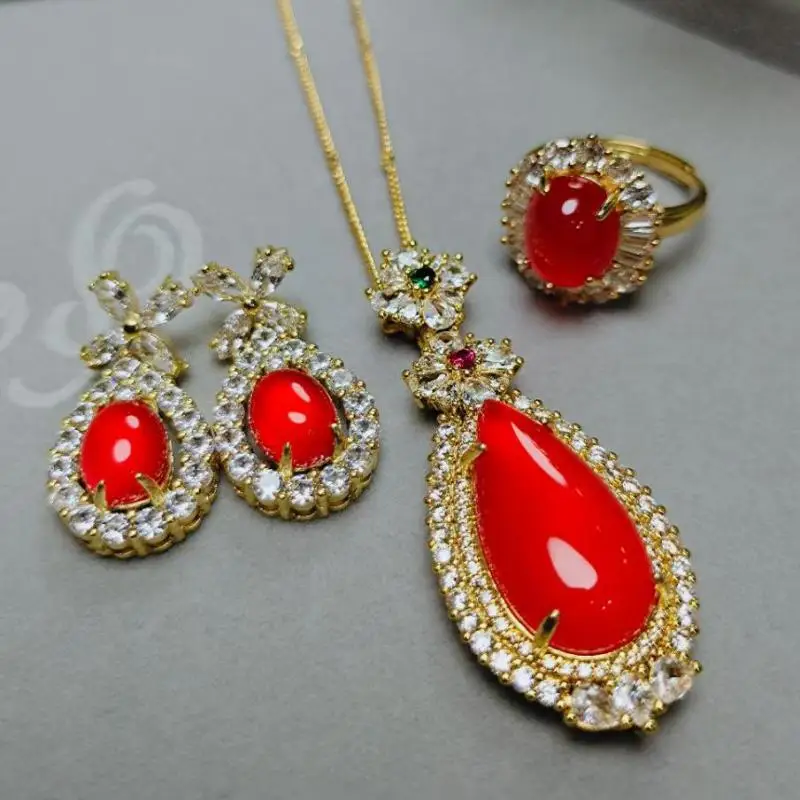 Серьги из натурального красного нефрита, кольцо и кулон, ожерелье, комплект ювелирных изделий, подарки для женщин, сердолик, изысканные аксессуары, ювелирные изделия
Серьги из натурального красного нефрита, кольцо и кулон, ожерелье, комплект ювелирных изделий, подарки для женщин, сердолик, изысканные аксессуары, ювелирные изделия