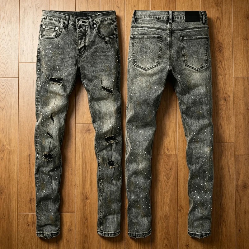 Street Fashion Trend Y2k Ripped Jeans High Quality Hot Stamping Printed Tight Elastic Denim Trousers
Street Fashion Trend Y2k Ripped Jeans High Quality Hot Stamping Printed Tight Elastic Denim Trousers