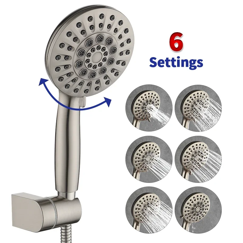 Shower Head Handheld Shower High Pressure Adjustable Spray Handheld Shower Heads Brushed Nickel Wall Mounted Shower Set 6 Jets
Shower Head Handheld Shower High Pressure Adjustable Spray Handheld Shower Heads Brushed Nickel Wall Mounted Shower Set 6 Jets