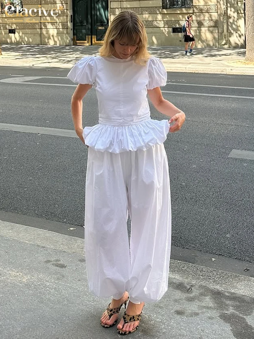 Clacive Summer Loose White Cotton Women's Two Pieces Set 2026 Fashion Short Sleeve Shirt With High Waist Wide Pants Set Female
Clacive Summer Loose White Cotton Women's Two Pieces Set 2026 Fashion Short Sleeve Shirt With High Waist Wide Pants Set Female