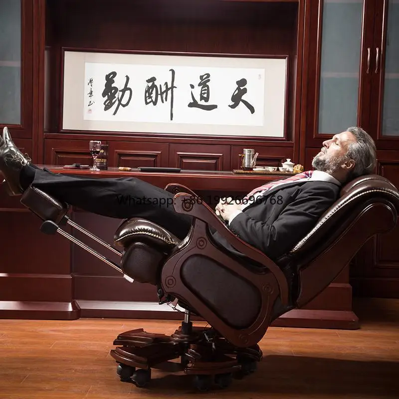Высококачественное офисное кресло из цельного дерева из воловьей кожи с откидной спинкой и газовым подъемником с фабрикой массажа и подставкой для ног 
Высококачественное офисное кресло из цельного дерева из воловьей кожи с откидной спинкой и газовым подъемником с фабрикой массажа и подставкой для ног