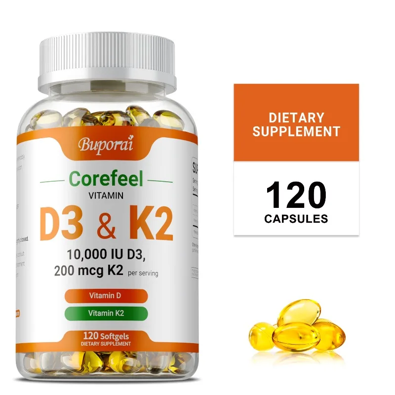 Vitamin D3 K2 - Promotes Teeth, Bones and Joint Health, Regulate Calcium Absorption, Improves Vitality and Immunity, Non-GMO
Vitamin D3 K2 - Promotes Teeth, Bones and Joint Health, Regulate Calcium Absorption, Improves Vitality and Immunity, Non-GMO