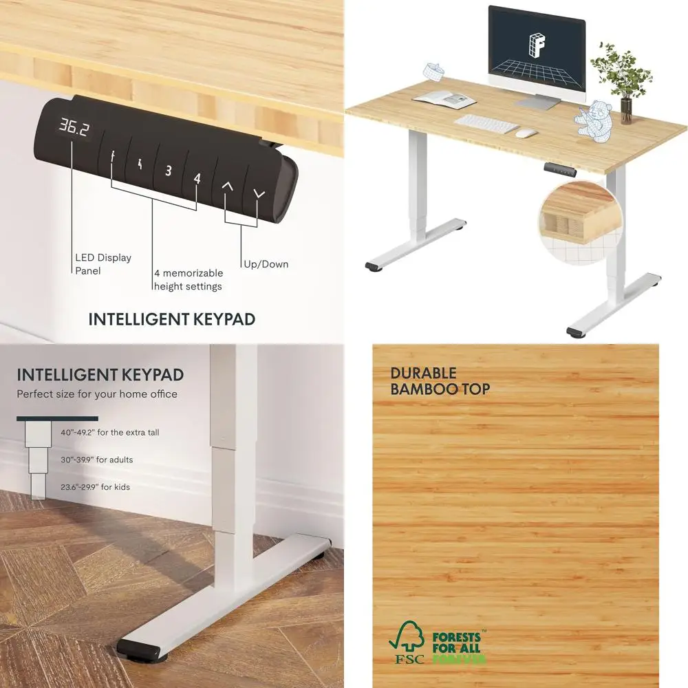 E6 Bamboo 3-Stage Dual Motor Electric Standing Desk 55 x 28 Sit Stand Up Desk, Holds 220 lbs, Adjustable Height w/ Memory Preset
E6 Bamboo 3-Stage Dual Motor Electric Standing Desk 55 x 28 Sit Stand Up Desk, Holds 220 lbs, Adjustable Height w/ Memory Preset