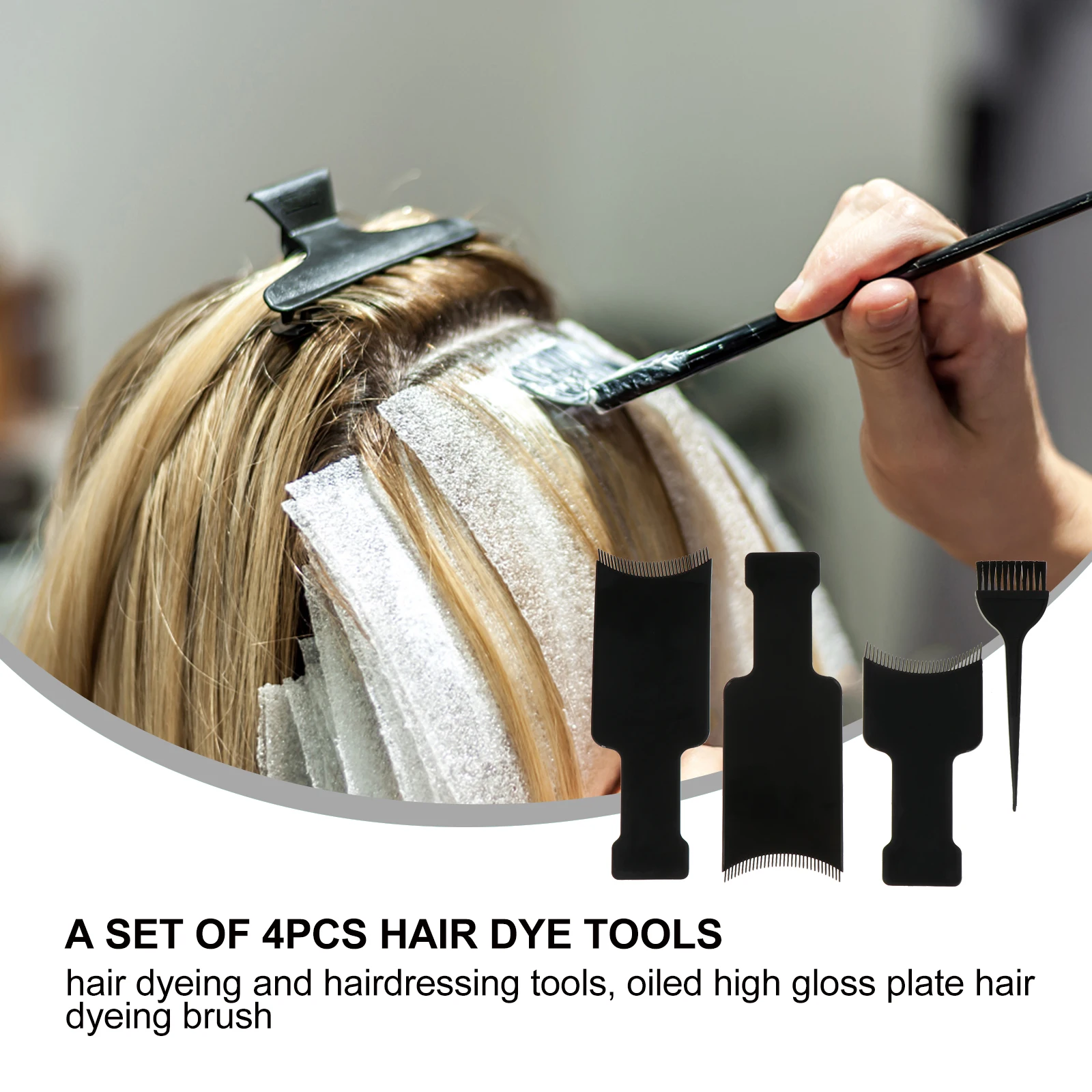 4pcs Coloring Kit Dye Board Set With Brush Durable Plastic Hair Tint Tool For Salon Home Use Scalp Protection Hair Dyeing Kit 
4pcs Coloring Kit Dye Board Set With Brush Durable Plastic Hair Tint Tool For Salon Home Use Scalp Protection Hair Dyeing Kit
