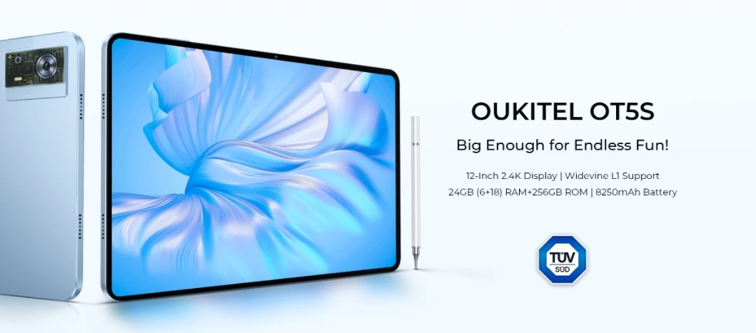 OUKITEL OT5S, CPU T606 120Hz 12 inch, cost-effective 4G smart tablet, 12GB RAM, 256GB ROM
OUKITEL OT5S, CPU T606 120Hz 12 inch, cost-effective 4G smart tablet, 12GB RAM, 256GB ROM