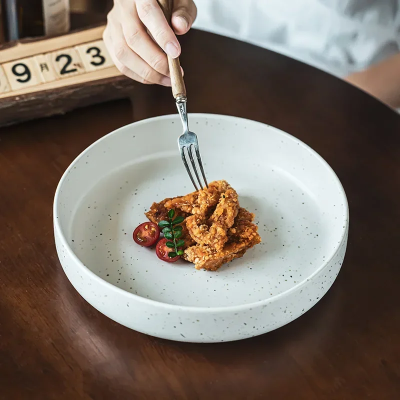 Japanese Retro Sesame Seed Point Splashing Ink Household Ceramic Tableware Shallow Vegetable Salad Western Pasta Bowl Large Bowl
Japanese Retro Sesame Seed Point Splashing Ink Household Ceramic Tableware Shallow Vegetable Salad Western Pasta Bowl Large Bowl